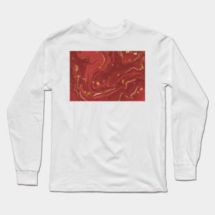 red pastel colorful marble decor Long Sleeve T-Shirt